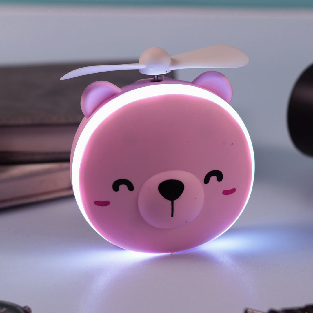 Pink Cute Teddy Led Mirrors with Fan for Girls