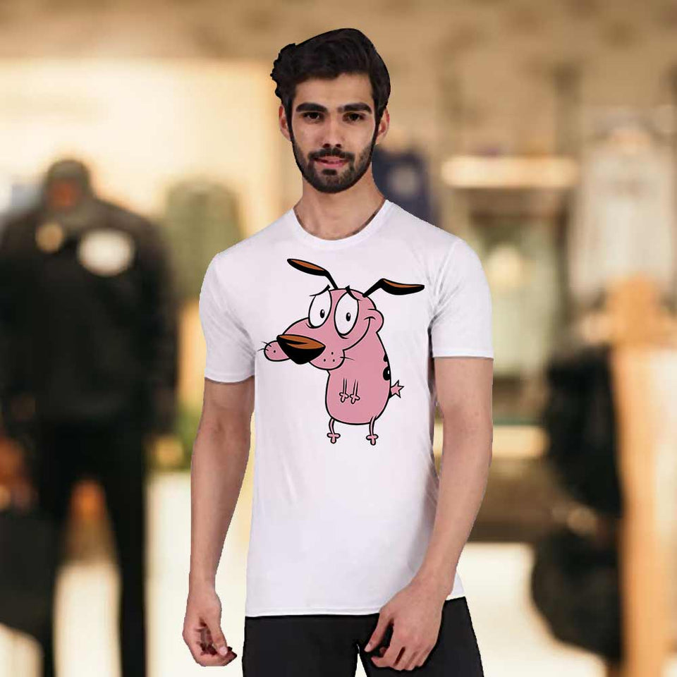 Men's White Cowardly Dog T-Shirt | Love Craft Gifts