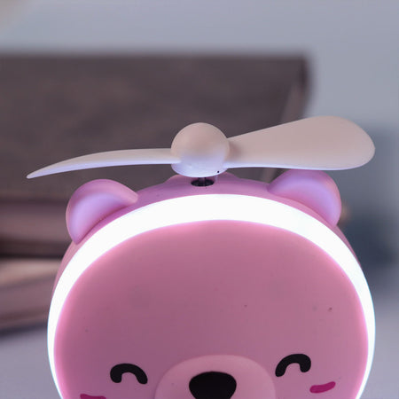 Pink Cute Teddy Led Mirrors with Fan for Girls