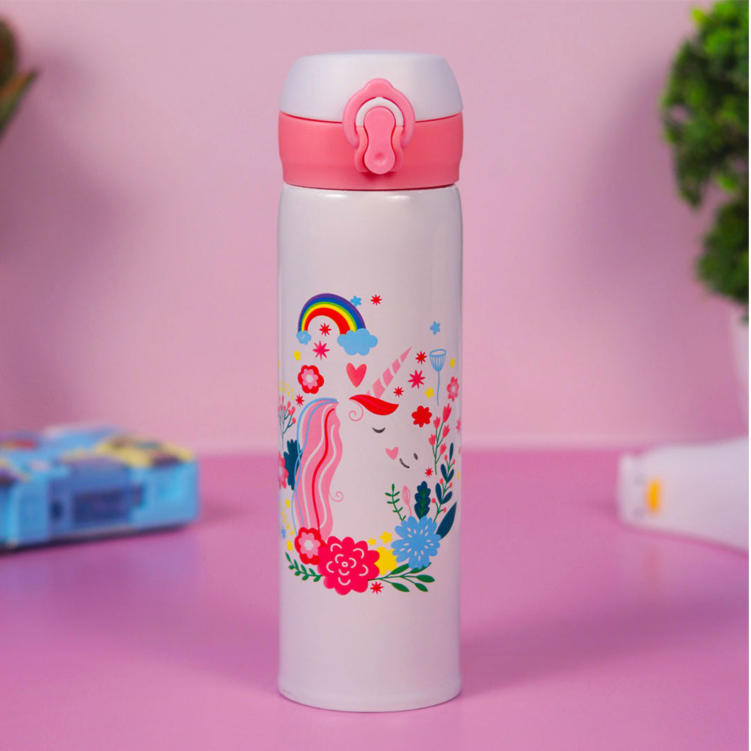 Unicorn Water Bottles for Kids -350 ML (WhitePink)