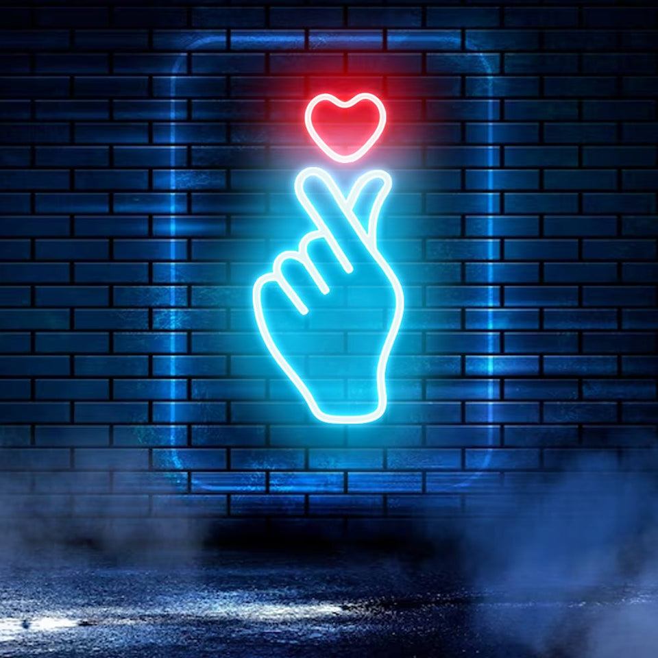 Finger Heart Neon Sign Light