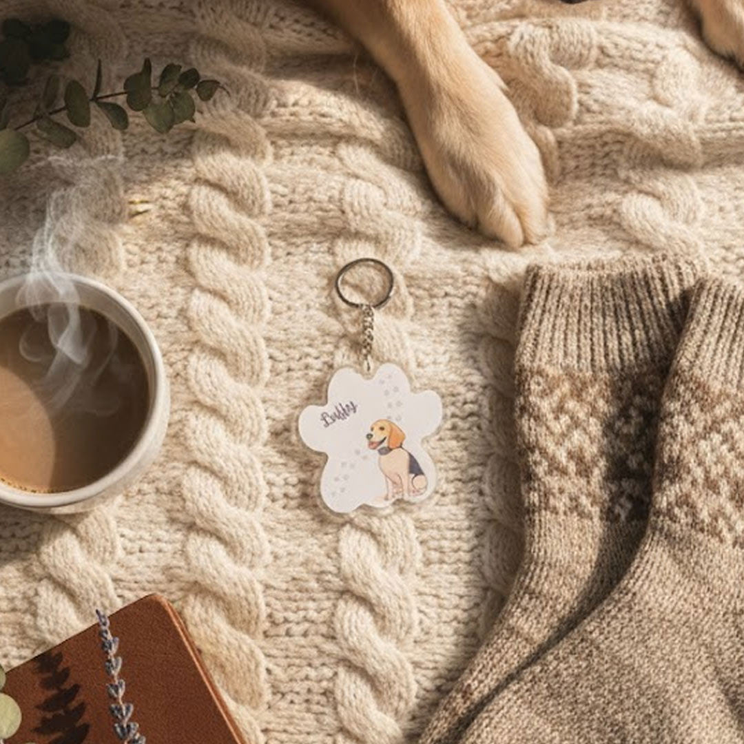 Personalized Dog Paw Tag with Name & Illustrated Pet Art (3×3")