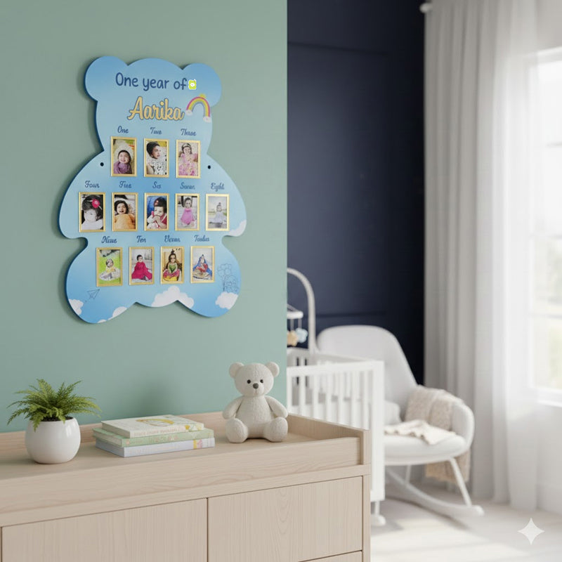 Teddy Shape Baby Monthly Milestone Photo Frame – 18×24”