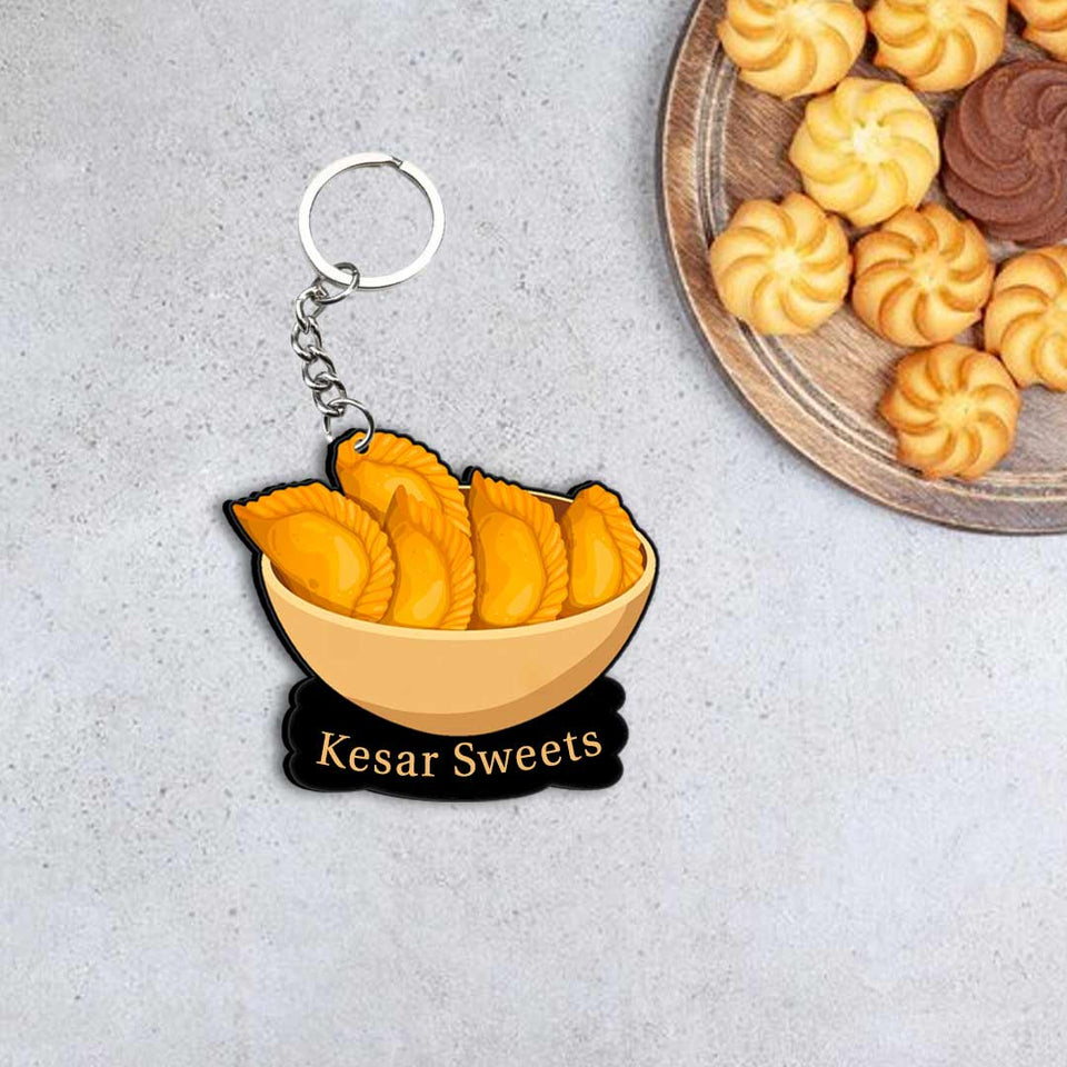 Customized Indian Sweets Keychain Or Keyring With Name