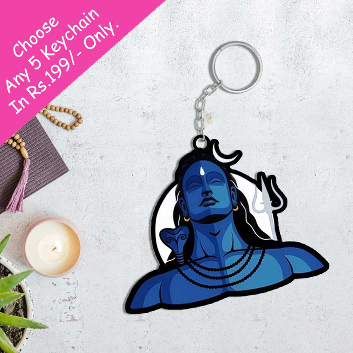 Mahadev Wooden Keychains