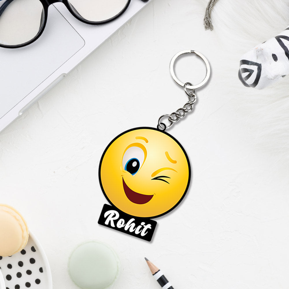 Emoji Keychain With Name: Emoji Keyring | Love Craft Gifts