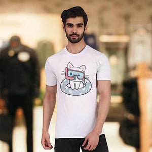 Men's White Kawaii Cat T-Shirt | Love Craft Gifts