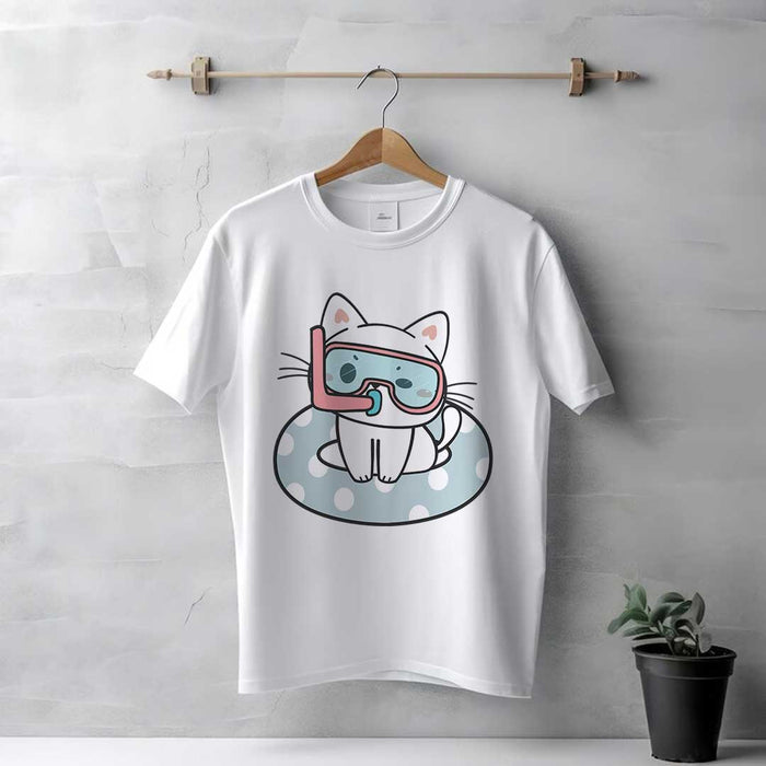 Men's White Kawaii Cat T-Shirt | Love Craft Gifts