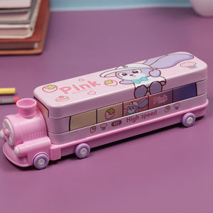 Metal Train Shape Geometry Box -Pink