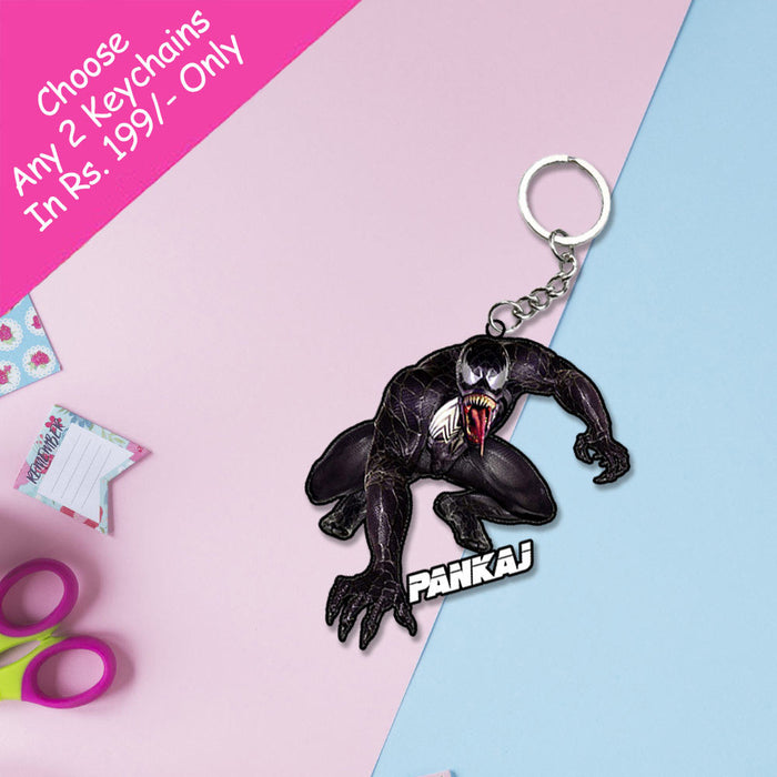 Spider-Man Cartoon Characters Keychain With Name | Love Craft Gifts