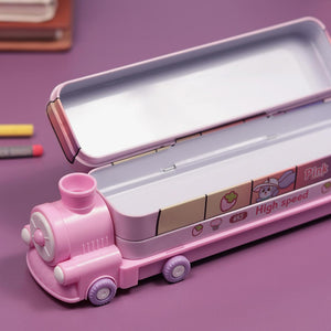 Metal Train Shape Geometry Box -Pink