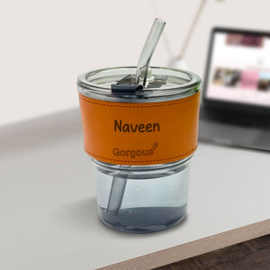 Customized Coffee Glass Mug With Straw