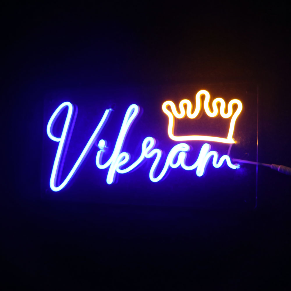 Customized Neon Name Light Frames With Crown