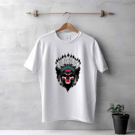 Men's White Chief Skull T-Shirt | Love Craft Gifts