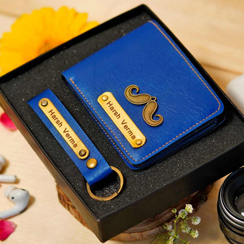 Personalized Men's Wallet & Keychain Combo