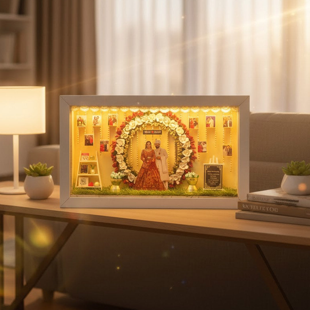 Personalized Miniature 3D Couple Frame With Lights