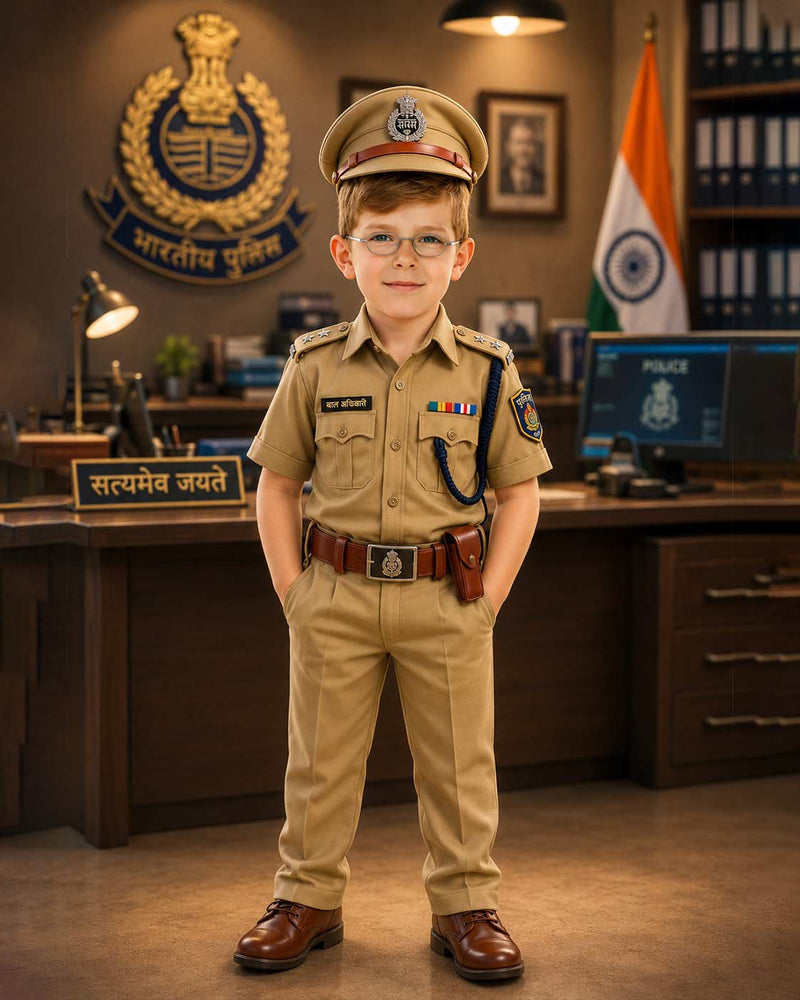 Personalized Future Police Officer Digital Portrait for Kids | Custom Police Officer Artwork