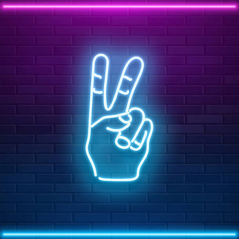 Peace Hand Neon Sign Light