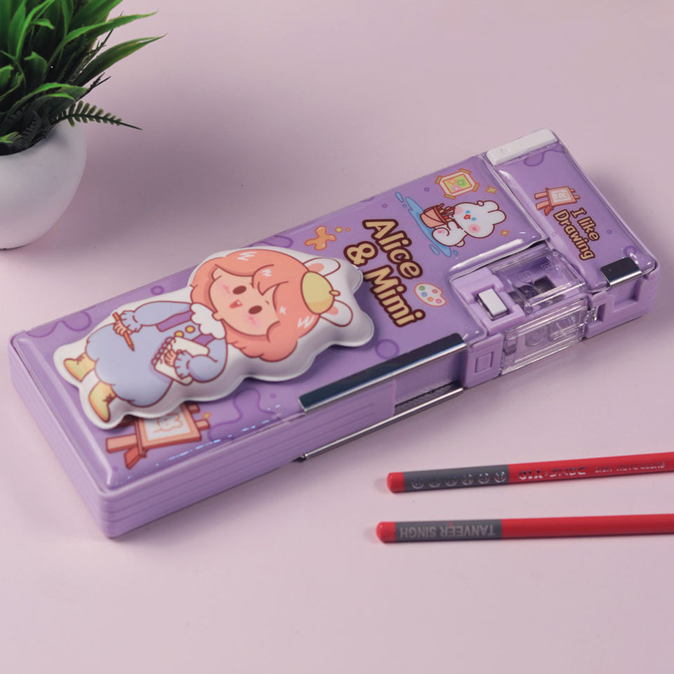 School Items for Kids - Customized Cartoon Printed Geometry Box