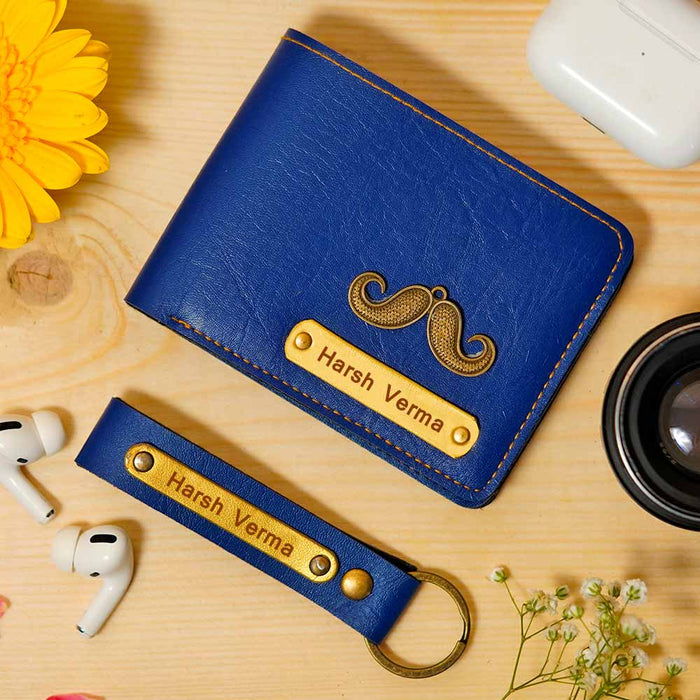 Personalized Men's Wallet & Keychain Combo