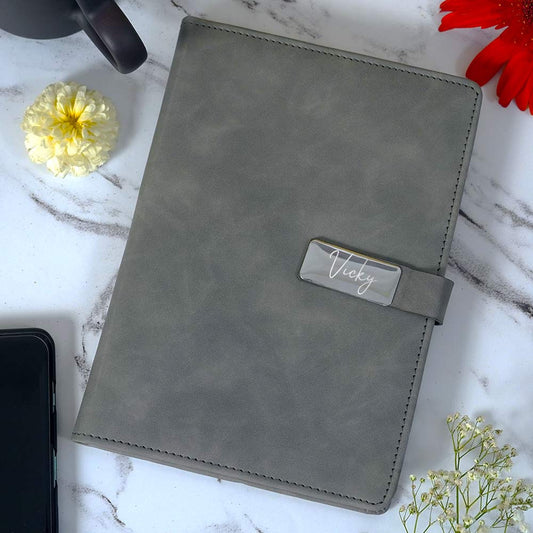 Exclusive Gray Diary With Flip Strap Closure