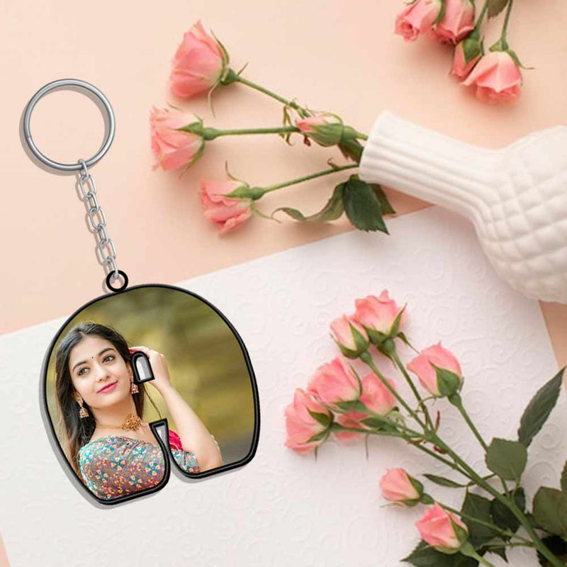 Alphabet Shape-Photo Printed Keychain | Love Craft Gifts