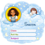 Personalized Dreamy Cloud Night Kids Name Slips (2x3 Inch, 28 Stickers) – Custom Name & Photo School Labels | Love Craft Gifts