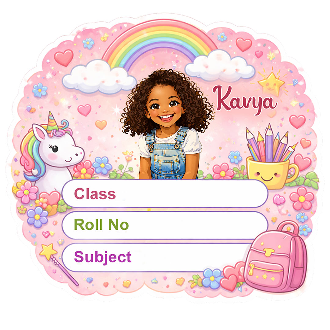 Personalized Rainbow Unicorn Girl Theme Kids Name Slips (2x3 Inch, 28 Stickers) – Custom Name & Photo School Labels | Love Craft Gifts