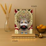 Khatu Shyam Ji Table Top with Golden Glow Light | 4×6 inch | Acrylic with Wooden Base | UV Print | Love Craft Gifts