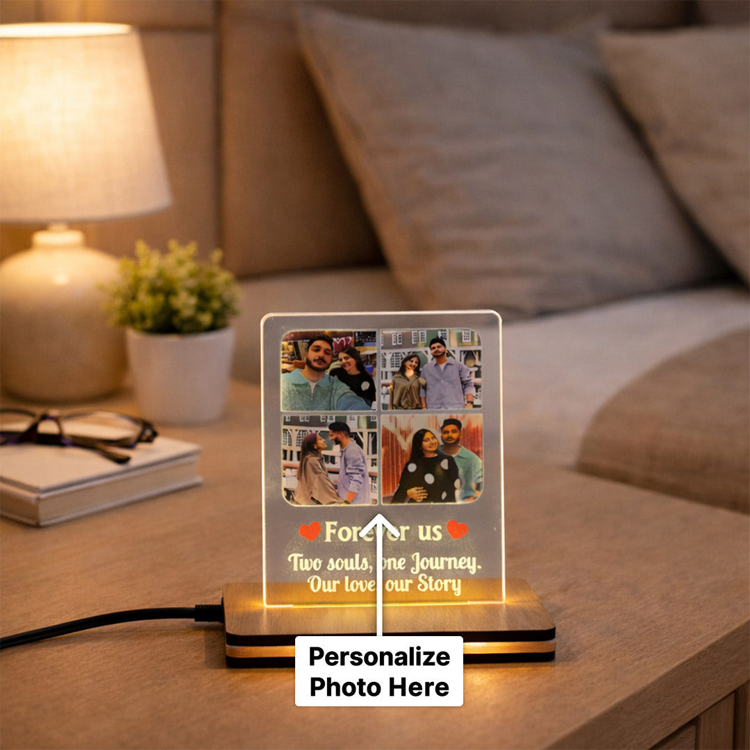 Personalized Couple Photo LED Lamp – Custom Acrylic Love Memory Night Light (8×6 Inch) | Love Craft Gifts