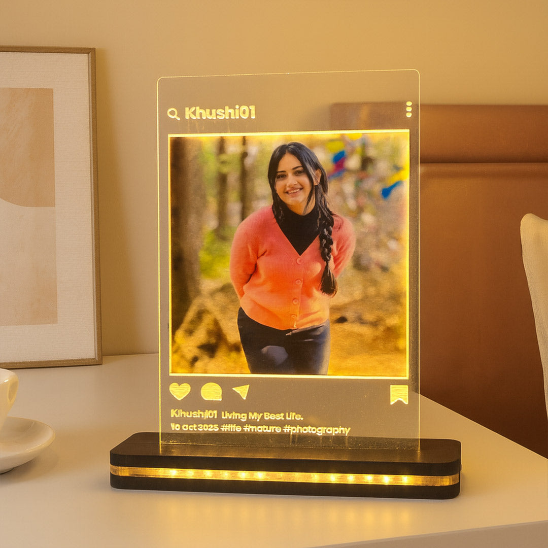 Personalized Instagram Profile Acrylic Photo Lamp with Adapter | Love Craft Gifts
