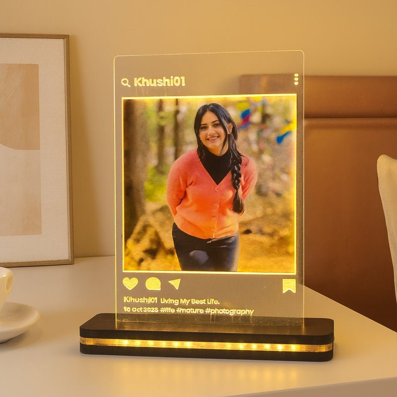 Personalized Instagram Profile Acrylic Photo Lamp with Adapter | Love Craft Gifts