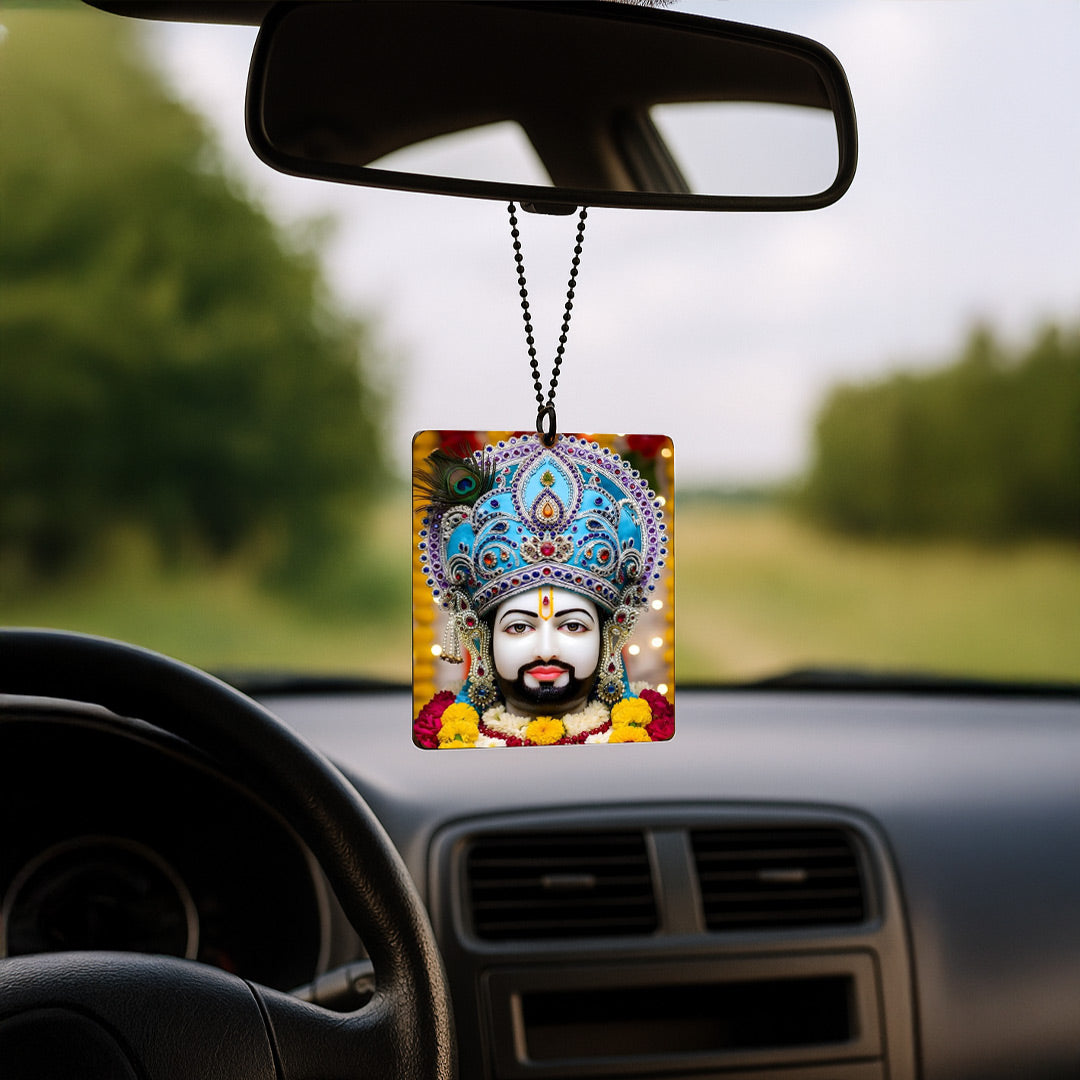 Love Craft Gifts – Khatu Shyam Ji Acrylic Car Hanging | UV Printed | Rear-View Mirror Ornament