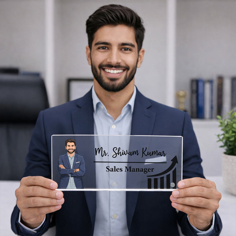 Personalized Acrylic Office Name Plate | Custom Desk Name Sign Gift for Managers, Professionals & Corporate Employees - 7x6" | Love Craft Gifts™
