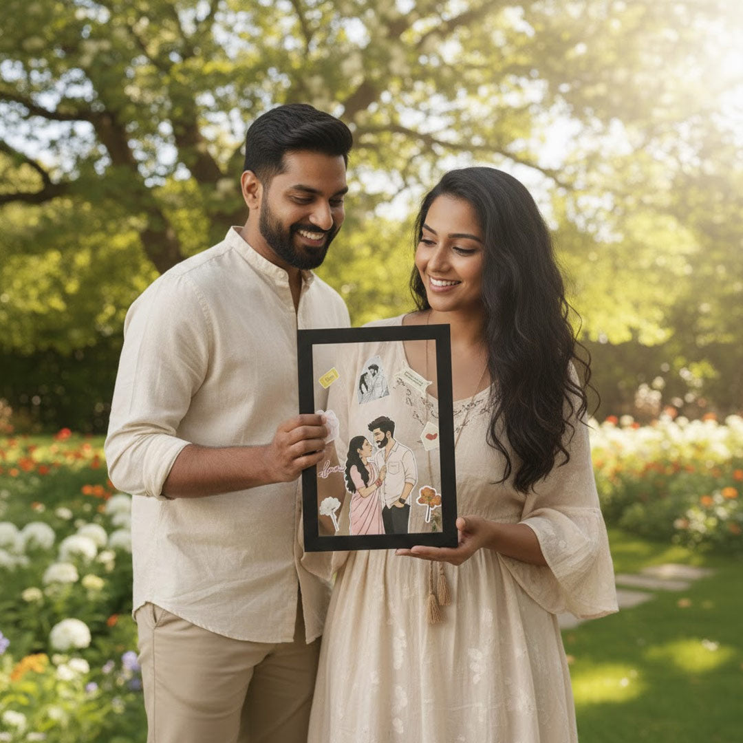 Personalized Acrylic Couple Frame – 8×12” | Custom Illustration | Love Craft Gifts