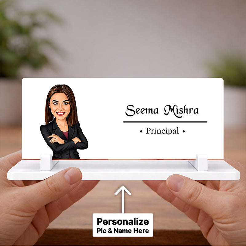 Personalized Acrylic Principal Desk Name Plate | Custom Office Table Name Sign Gift for Teachers, Principals & Educators - 7x3" | Love Craft Gifts™