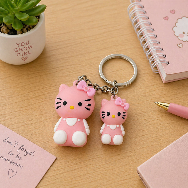 Cute Kitty Couple Keychain Set – Adorable Cartoon Keyring Gift for Girls, Best Friends & Couples (Standard Gift Size) | Love Craft Gifts™
