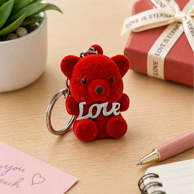 Cute Teddy Bear Love Keychain – Adorable Soft Plush Bag Charm Gift for Girls & Couples (Standard Gift Size) | Love Craft Gifts™
