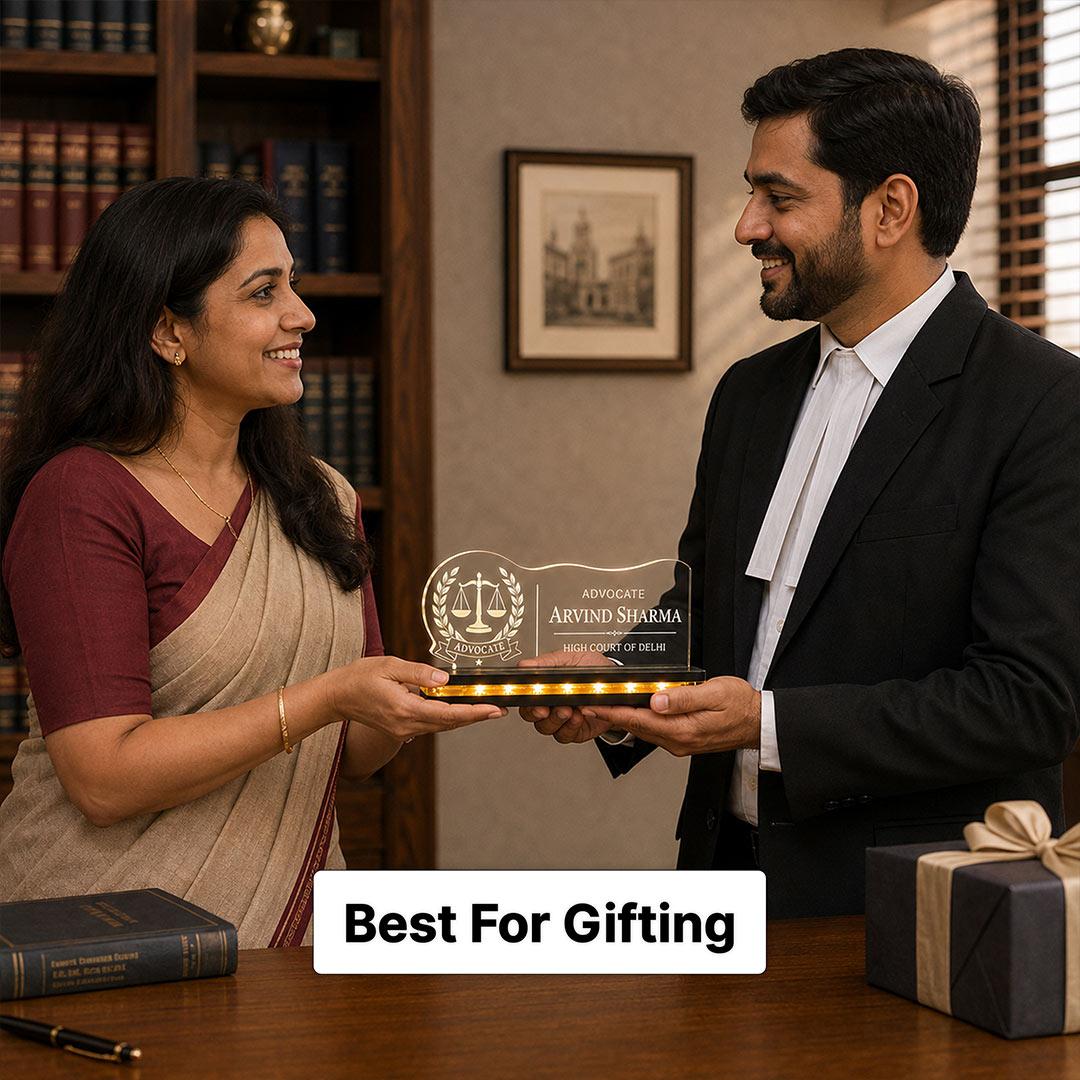 Advocate Office Desk Name Plate | Personalized LED Acrylic Legal Display