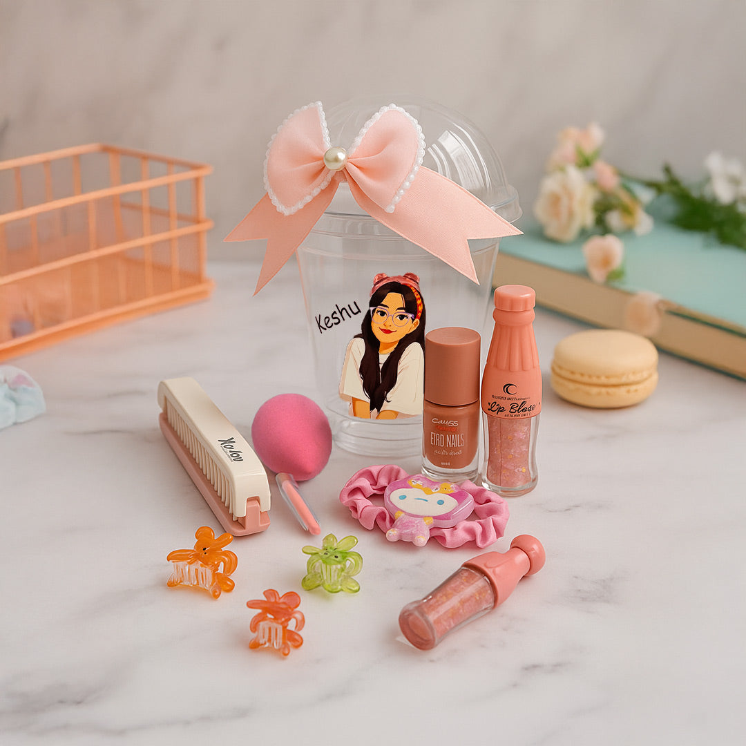 Kawaii Personalized Makeup & Accessory Cup – Custom Name Beauty Kit | Love Craft Gifts
