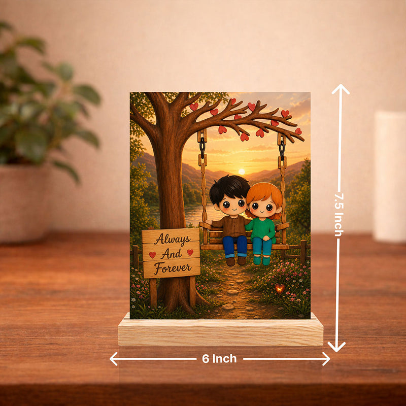 Personalized 6x7.5" Always & Forever Romantic Couple Wooden Table Top Gift | Love Craft Gifts™