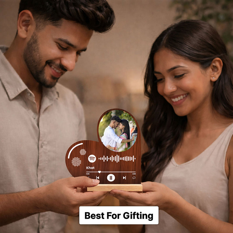 Personalized Spotify Song Wooden LED Frame | Custom Photo Music Plaque Gift - 6x7.5" | Love Craft Gifts™