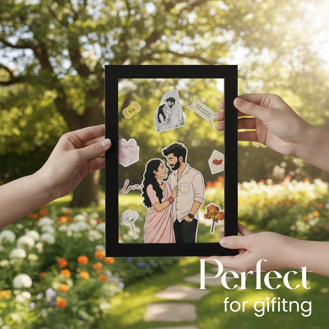 Personalized Acrylic Couple Frame – 8×12” | Custom Illustration | Love Craft Gifts