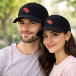 Personalized Couple Printed Black Caps Set of 2 – Custom Initial Heart Design Adjustable Baseball Hats for Him & Her | Love Craft Gifts