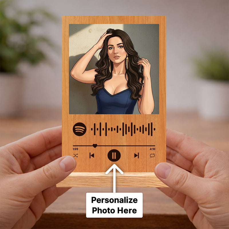 Personalized Spotify Song Wooden Photo Frame – Custom Music Plaque Table Top Gift 4x6" | Love Craft Gifts™