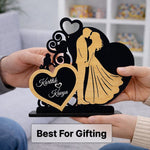 Personalized Couple Name Wooden Heart Showpiece (7×9 Inch) | Love Craft Gifts