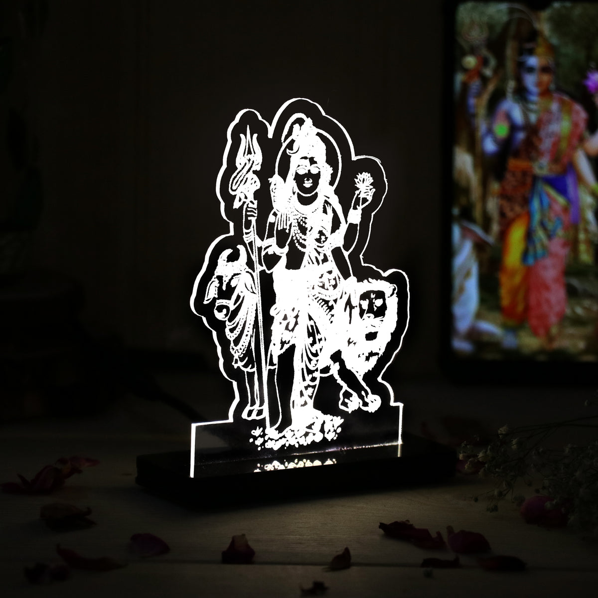 Ardhanarishwar LED Car Dashboard Lamp – Premium Acrylic LED Light for Car Dashboard, Home Temple Decor & Spiritual Gift | LoveCraftGifts™