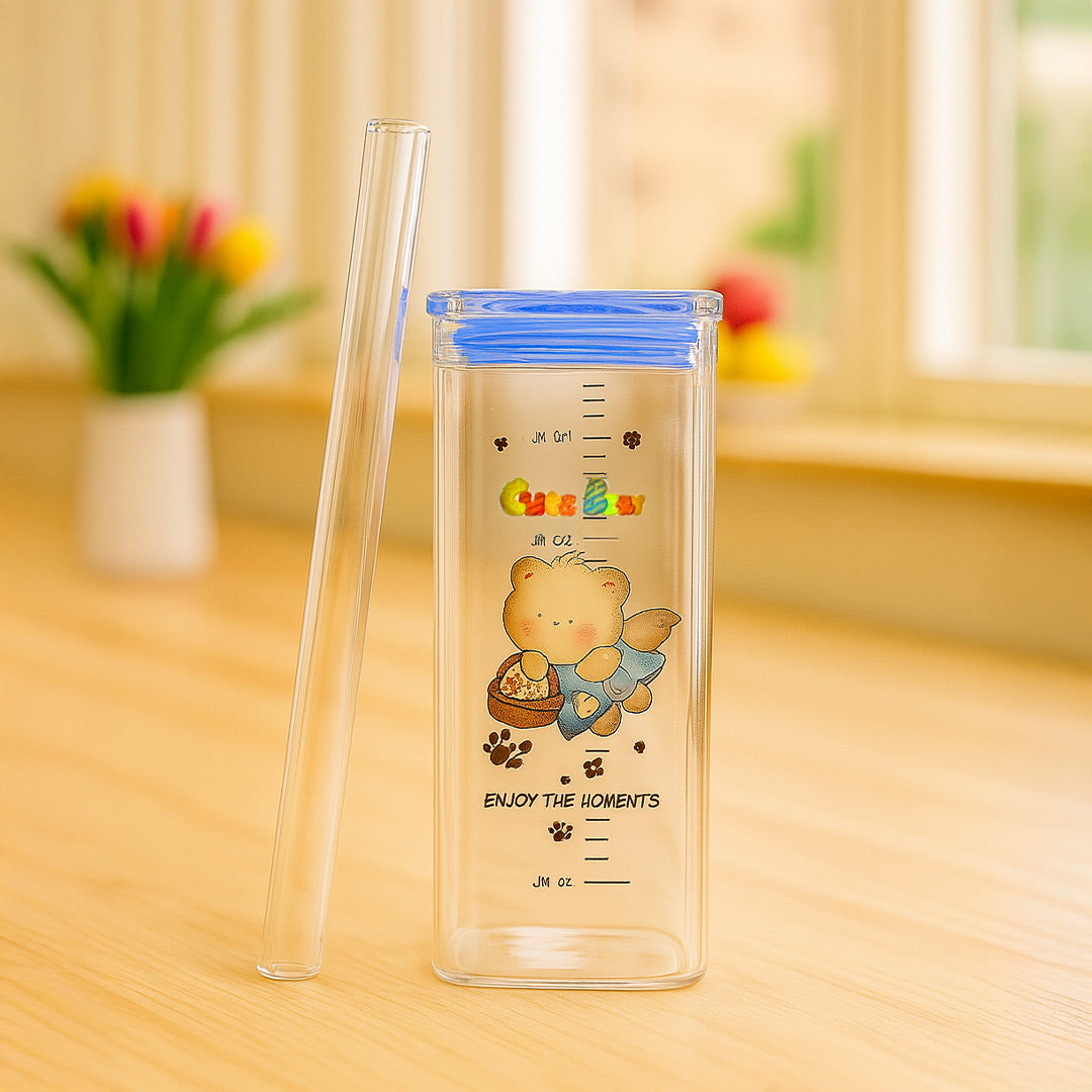 Personalized Cute Bear Straw Cup with Name Print | Love Craft Gifts