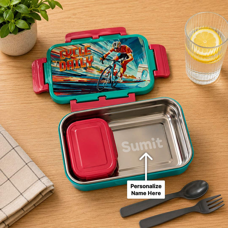 Personalized Pluto Stainless Steel Lunch Box with Custom Name | BPA Free 800ml+150ml School Tiffin Gift for Kids & Boys - Love Craft Gifts™