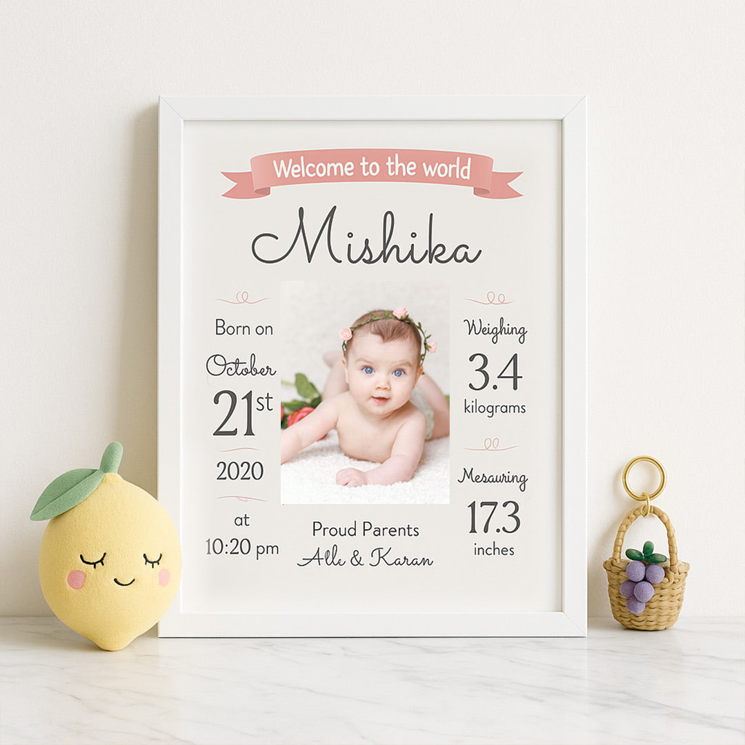 Personalized Baby Birth Stats Frame – Custom Newborn Keepsake with Name, Date & Photo| Love Craft Gifts